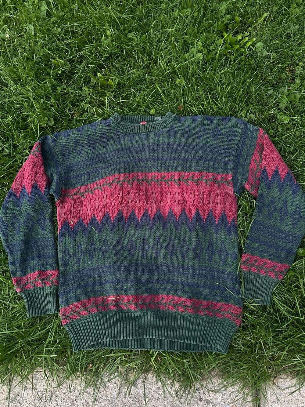 Vintage Stone Haven Classic Wear Nordic Geometric Crewneck Sweater Men's XL